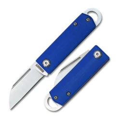 RoseCraft Awanata Folding Knife Blue G10 Handle D2 Wharcliffe Plain Edge Satin Finish RCM009-BL