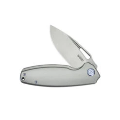 Kubey Tityus Frame Lock Folding Knife Gray Titanium Handle 14C28N Drop Point Plain Edge Bead Blast Finish KB360A -Best Knifes Store 360A 1 18824.1692320603