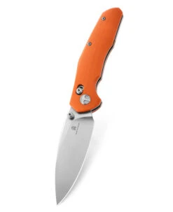 Bestechman Ronan Folding Knife Orange G10 Handle 14C28N Plain Edge Satin Finish BMK02C