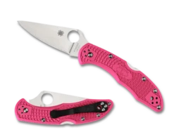 Spyderco Delica Folding Knife FRN Pink Handle S30V Drop Point Plain Edge C11FPPNS30V