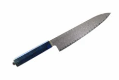 XIN Kitchen Chef Knife Blue Stabilized Spalted Maple Wood Handle Damascus Plain Edge Matte Polished Acid Etched Finish BTXC132