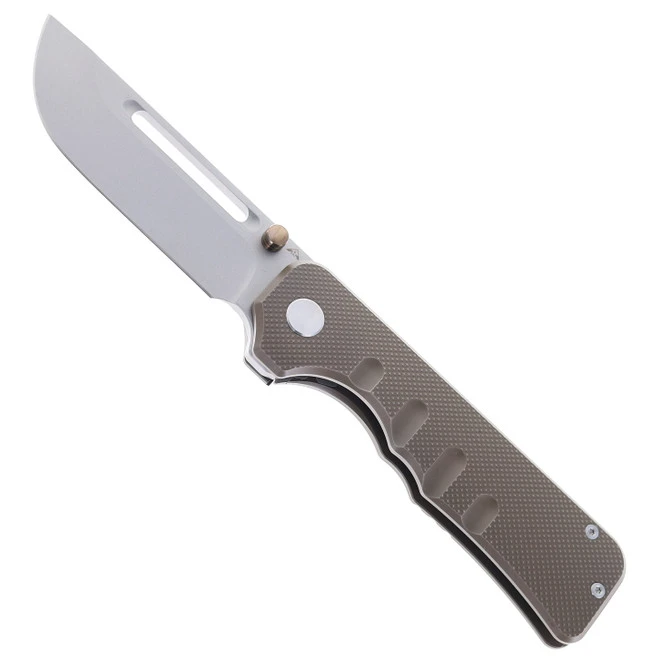 Miguron Ameight Folding Knife Bronze Titanium Handle S90V Plain Edge Stonewash Finish AM8-004WBN