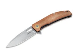 Boker Toxicofera Folding Knife Brown Micarta Handle 440A Plain Edge 01SC005