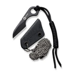 (Dropping 10-16) Civivi Gramis Folding Fixed Blade Knife Black Handle 14C28N Sheepsfoot Plain Black Blade C23004-1