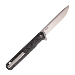 Tekto F2 Bravo Folding Knife Silver Forged Carbon Fiber Handle W/Black Accents D2 Drop Point Plain Edge -Best Knifes Store CCBK 8 14323.1686856701