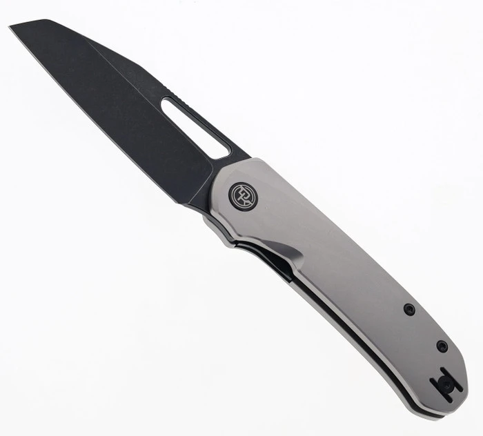 Divo Buzz Reverse Tux Folding Knife Bead Blast Titanium Handle 20CV Plain Edge Blackwash Finish