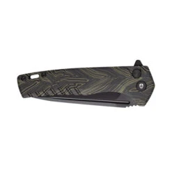 Tekto F3 Charlie Button Lock Folding Knife Green/Black Gmascus Handle D2 Drop Point Plain Black Blade -Best Knifes Store GIM 4 03117.1686842129