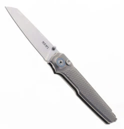 (Button Stick) Open Box/Returned MKM Miura Button Lock Pocket Knife Solid Gray Titanium Handle M390 Blade MK-MI-T