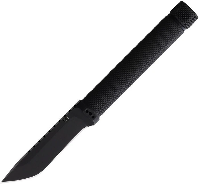 Panacea X Firefly Fixed Blade Neck Knife Fowler Grind Black Handle Plain Edge Black Blade