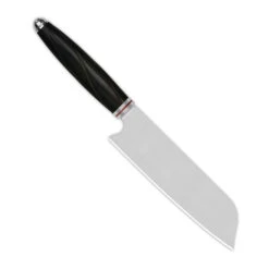 QSP Santoku Fixed Blade Knife Ebony Wood Handle 14C28N Plain Edge Satin Finish KK-002A -Best Knifes Store QS KK 002A 2 65593.1694720686