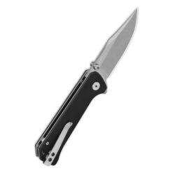 QSP Grebe Button Lock Folding Knife Black G10 Handle 14C28N Clip Point Plain Edge QS147C-1 -Best Knifes Store QS147 C1 3 05453.1691088253