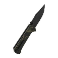 QSP Grebe Button Lock Folding Knife Camo Raffir Resin Handle S35VN Clip Point Plain Black Blade QS147F-2 -Best Knifes Store QS147 F2 3 72137.1691164099