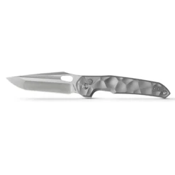 WMK Exclusive Vosteed Thunderbird Button Lock Flipper Pocket Knife Sculpted Gray Aluminum Handle Satin 154CM TB34VTA2H