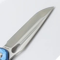 WMK Exclusive Vosteed Thunderbird Button Lock Flipper Pocket Knife Sculpted Blue Aluminum Handle Satin 154CM TB34VTA2L -Best Knifes Store TB34VTA2L Stonewash 154CM Blue Aluminium 8 30658.1692293075