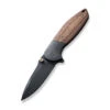 WE Nitro Mini Folding Knife Black Titanium/Brown Linen Micarta Inlay Handle 20CV Drop Point Plain Edge Black Stonewash Finish WE22015-4