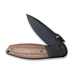 WE Nitro Mini Folding Knife Black Titanium/Brown Linen Micarta Inlay Handle 20CV Drop Point Plain Edge Black Stonewash Finish WE22015-4 -Best Knifes Store WE22015 4 Nitro Mini 3 25569.1669664996