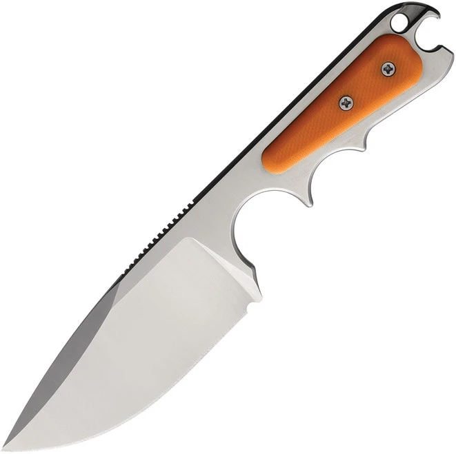 PMP Pitbull Fixed Blade Knife/Bottle Opener Orange G10 Inlay Handle D2 Plain Edge PMP025