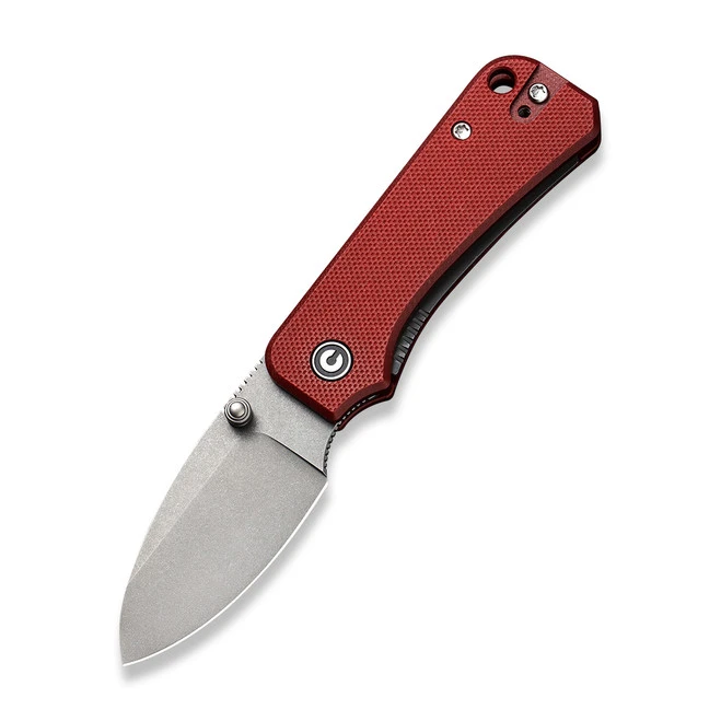 Civivi Baby Banter Folding Knife Burgundy G10 Handle Nitro-V Plain Edge Stonewash Finish C19068S-6