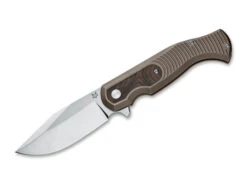 Fox Eastwood Tiger Titan Folding Knife Brown Titanium/Ziricote Wood Handle S90V Plain Edge 01FX928