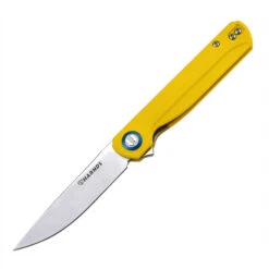 Harnds Wind Flipper Knife Yellow G10 Handle Plain Edge Satin Blade CK9200YE-S