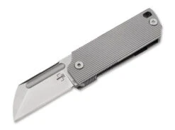 Boker BabyX Flipper Folding Knife Gray Stainless Steel Handle D2 Plain Edge 01BO366