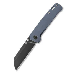 QSP Penguin Folding Knife Blue Titanium Handle 154CM Plain Edge Black Blade QS130-S